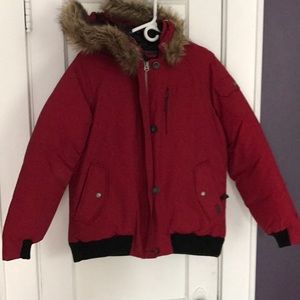 Woolrich Red down feather hooded coat